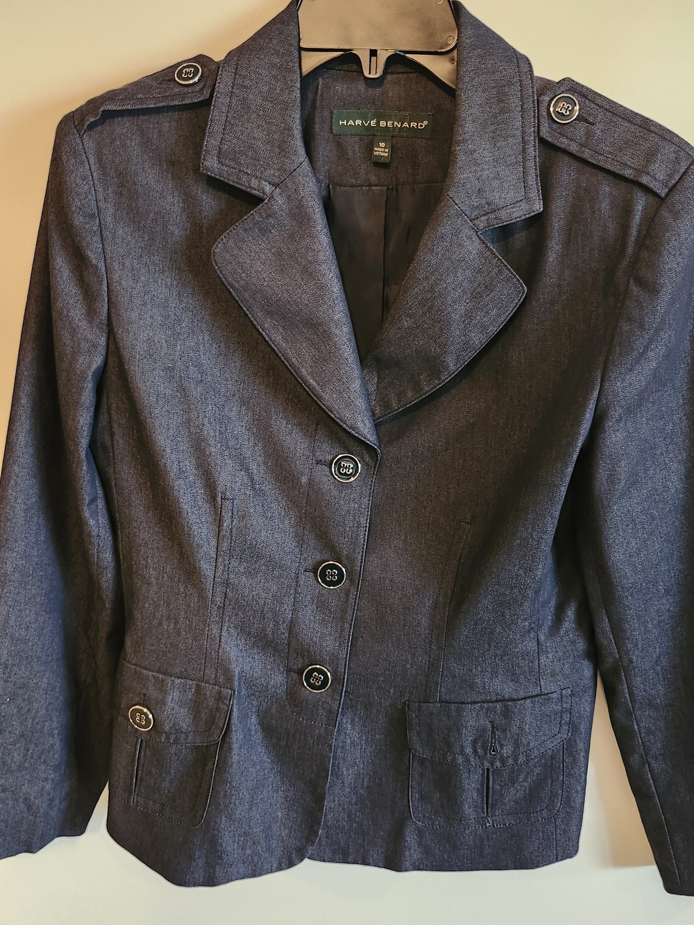 Harve Benard Navy Denim-Style Blazer
